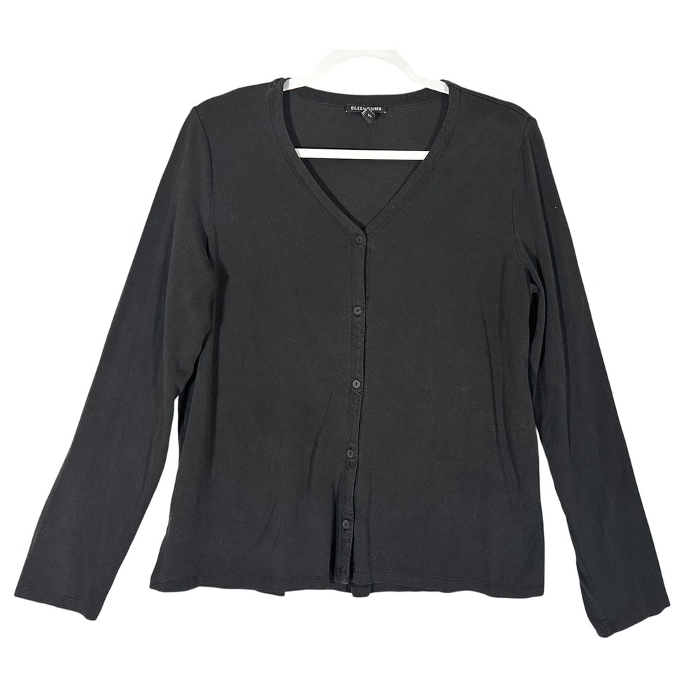 Eileen Fisher Sz S Button Down Top‎ Tencel Blend Long Sleeve Cardigan